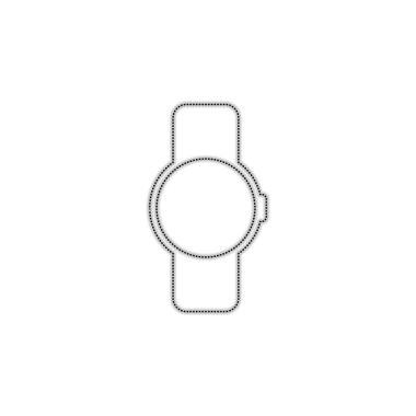 El yuvarlak göstermek akıllı izle. Teknoloji simgesi. Noktalı anahat siluet gölge beyaz arka plan üzerinde