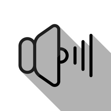 ses max simgesi. Uzun gölge beyaz arka planda siyah nesnesiyle