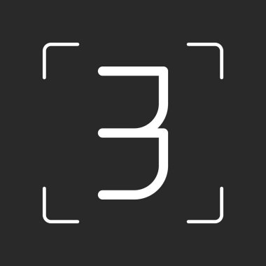 3 numara, rakamı, üç. Beyaz nesne kamera otomatik odaklama koyu arka plan üzerinde