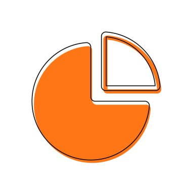 İş pasta grafiği simgesi. İzole simge siyah ince dağılımı ve farklı katmanlarda doldurma taşındı turuncu oluşan. Beyaz arka plan