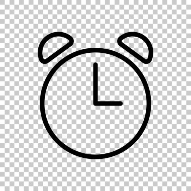 Çalar saat. Doğrusal, ince anahat. Saydam arka plan üzerinde.