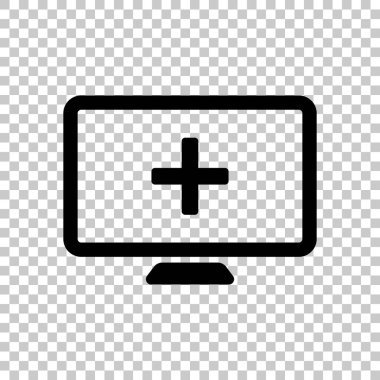 bilgisayar ve çapraz tıbbi, tıbbi bir site. basit simgesi. Saydam arka plan üzerinde.