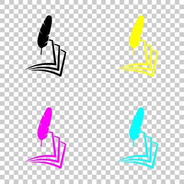 geçiş yumuşatma ve kağıt. basit siluet. Cmyk simgeleri şeffaf arka plan üzerinde renkli dizi