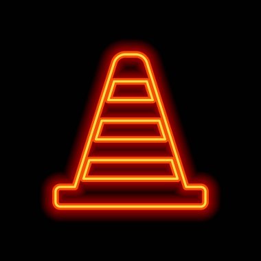 Koni simgesi. Siyah arka plan üzerine portakal neon tarzı. Işık simgesi
