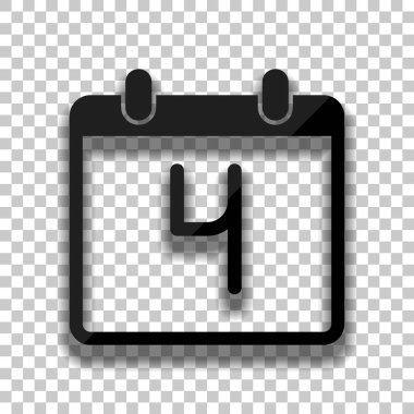 4 gün, basit simgesi ile takvim. Saydam arka plan üzerinde yumuşak gölgeli siyah cam kutsal kişilerin resmi