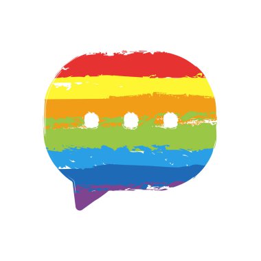 sohbet simgesi. İşareti Lgbt style, gökkuşağı kırmızı, turuncu, sarı, yeşil, mavi, Indigo, menekşe, yedi renk ile çizim