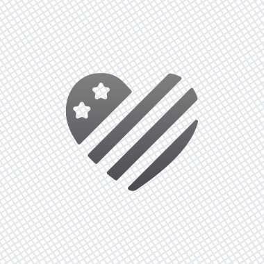 basit ABD bayrağı simgesi. Kalp şekli. Kılavuz arka plan üzerinde