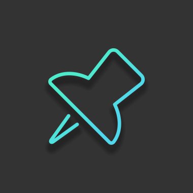 Basit bir itme. Doğrusal simgesi, ince anahat. Renkli logo kavramı koyu arka plan üzerinde yumuşak gölge ile. Masmavi okyanus rengini simgesi