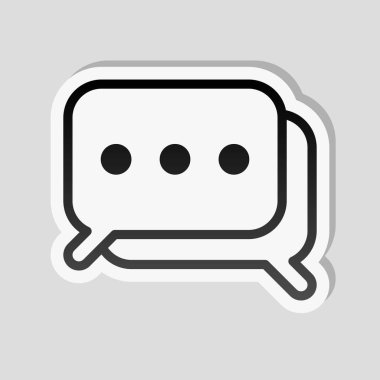 Basit sohbet. Bir kaç kare metin bulutlar. İnce anahat ile doğrusal simgesi. Etiket tarzı ile beyaz ve gri arka plan üzerinde basit gölge