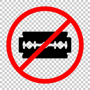 bıçak. basit siluet. Siyah kırmızı uyarı işareti şeffaf arka plan ile nesnesinde izin yok