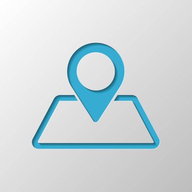 harita üzerinde etiket. basit siluet. Kağıt tasarımı. Gölge ile düzenlenen sembolü