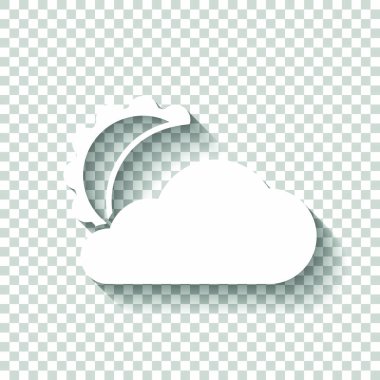 ay ve bulut. basit siluet. Gölge şeffaf arka plan üzerinde beyaz simgesi