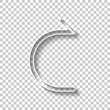 Basit ok, ileri. Doğrusal, ince anahat. Gölge şeffaf arka plan üzerinde beyaz anahat işaretiyle