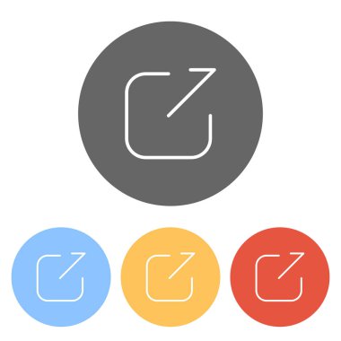 Paylaşımı, oturum kapatma veya karşıya yükleme. Çapraz ok Meydanı dışarı. Renkli daireler üzerinde beyaz simgeler kümesi