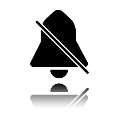 sessiz bell. basit simgesi. Siyah beyaz arka plan ayna yansıması simgesiyle