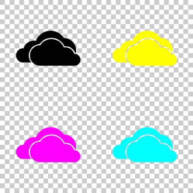 bulutlu hava simgesi. Cmyk simgeleri şeffaf arka plan üzerinde renkli dizi