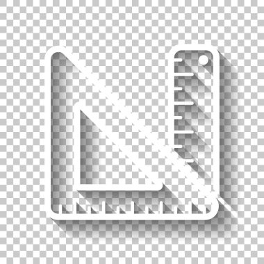 basit cetvel ve üçgen. Gölge şeffaf arka plan üzerinde beyaz simgesi