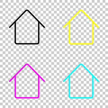 Basit ev simgesi. Cmyk simgeleri şeffaf arka plan üzerinde renkli dizi