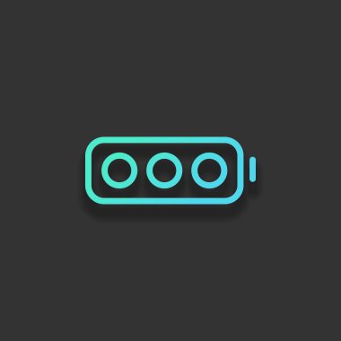 Basit boş pil, düzey yok. Renkli logo kavramı koyu arka plan üzerinde yumuşak gölge ile. Masmavi okyanus rengini simgesi