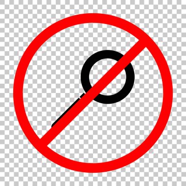 büyüteç simgesini. Siyah kırmızı uyarı işareti şeffaf arka plan ile nesnesinde izin yok