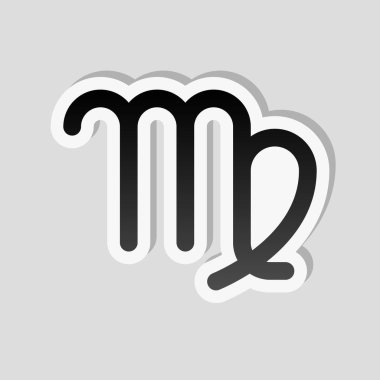 Astrolojik işaret. Başak basit simgesi. Etiket tarzı ile beyaz ve gri arka plan üzerinde basit gölge