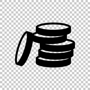 Sikke yığını simgesi. Saydam arka plan üzerinde. Siyah nesne