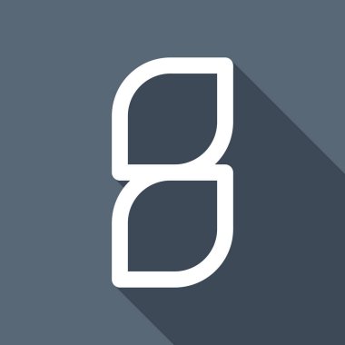 Sayı 8, rakamı, sekizinci. Uzun Gölge arka plan üzerinde beyaz düz simgesi