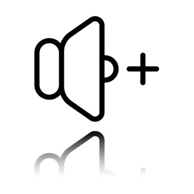 birim artı simgesi. Siyah beyaz arka plan ayna yansıması simgesiyle