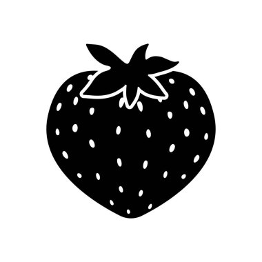 Çilek simgesi. Beyaz arka planda siyah simgesi