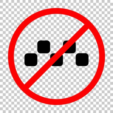 Taksi ya da araba. Basit simgesi. Siyah kırmızı uyarı işareti şeffaf arka plan ile nesnesinde izin yok