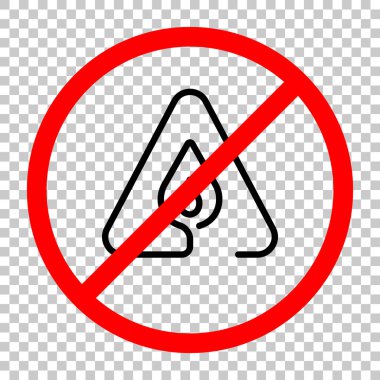 alev uyarı üçgeni içinde ateş. Doğrusal sembolü ile ince anahat. bir çizgi stili. basit simgesi. Siyah kırmızı uyarı işareti şeffaf arka plan ile nesnesinde izin yok