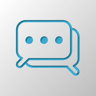 Basit sohbet. Bir kaç kare metin bulutlar. İnce anahat ile doğrusal simgesi. Kağıt tasarımı. Gölge ile düzenlenen sembolü