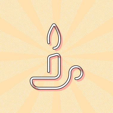 Basit anahat mum simgesi. Bir çizgi stili. Retro Vintage tipografi ofset baskı etkisi ile. Çizgi roman pop sanat arka plan ile nokta poster