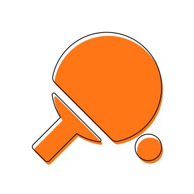 Ping pong simgesi. İzole simge siyah ince dağılımı ve farklı katmanlarda doldurma taşındı turuncu oluşan. Beyaz arka plan