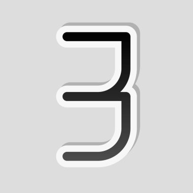 3 numara, rakamı, üç. Etiket tarzı ile beyaz ve gri arka plan üzerinde basit gölge