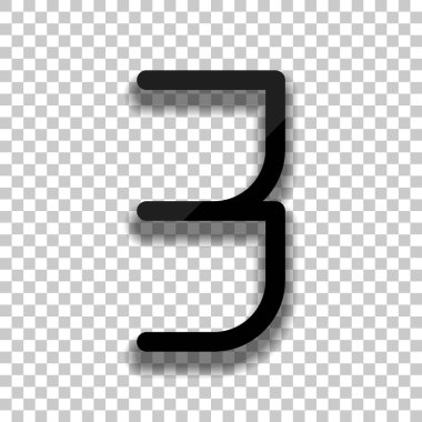 3 numara, rakamı, üç. Saydam arka plan üzerinde yumuşak gölgeli siyah cam kutsal kişilerin resmi