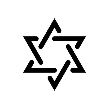 Davut'un Yıldızı, basit simgesi. Beyaz arka planda siyah