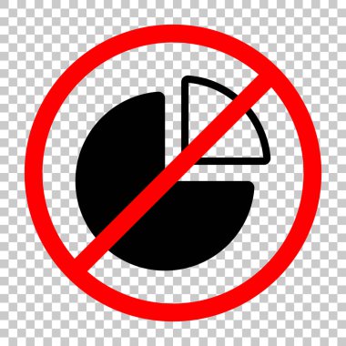 İş pasta grafiği simgesi. Siyah kırmızı uyarı işareti şeffaf arka plan ile nesnesinde izin yok