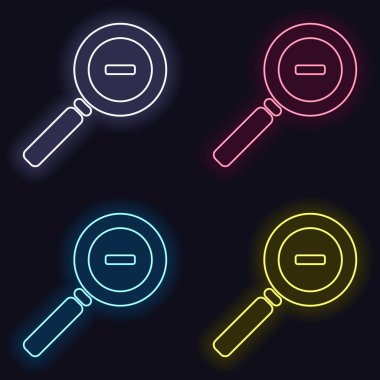 Simge zoom. Moda neon işareti kümesi. Koyu arka plan üzerinde casino tarzı. Seamless modeli