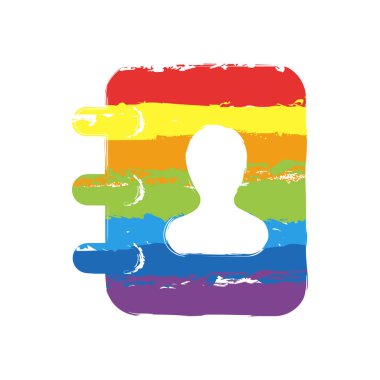 Adres defteri kapak adam simgesi olan. Çizim işaretiyle Lgbt stil, gökkuşağı (kırmızı, turuncu, sarı, yeşil, mavi, Indigo, menekşe, yedi renk