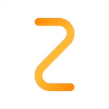 Numara iki, sayısal, basit mektup. Portakal işareti beyaz arka plan üzerinde düşük ışık ile