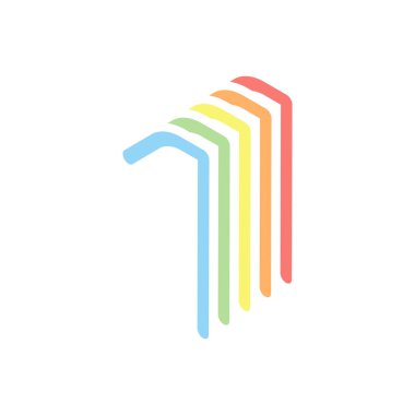 1 numara, rakamı, bir. Beyaz arka plan üzerinde renkli izometrik simgeler yığını