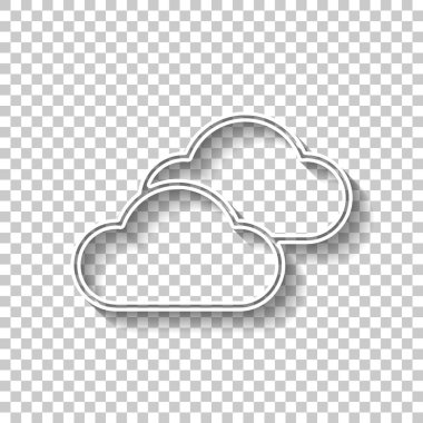 Çoğunlukla bulutlu simgesi. İnce anahat ile basit doğrusal simgesi. Gölge şeffaf arka plan üzerinde beyaz anahat işaretiyle