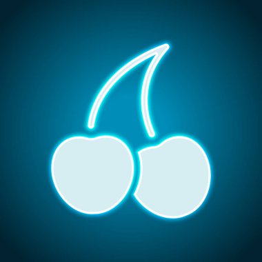 Kiraz, doğa simgesi silüeti. Neon tarzı. Işık dekorasyon simgesi. Parlak elektrik sembolü