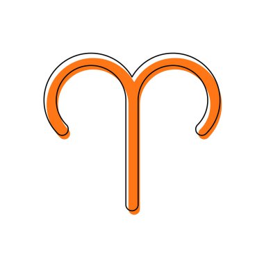 Astrolojik işaret. Koç basit simgesi. İzole simge siyah ince dağılımı ve farklı katmanlarda doldurma taşındı turuncu oluşan. Beyaz arka plan