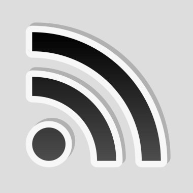 RSS simgesi. Etiket tarzı ile beyaz ve gri arka plan üzerinde basit gölge