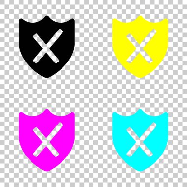 kırık koruma. basit simgesi. Cmyk simgeleri şeffaf arka plan üzerinde renkli dizi