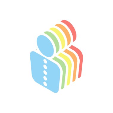 iş adamı simgesi. Beyaz arka plan üzerinde renkli izometrik simgeler yığını