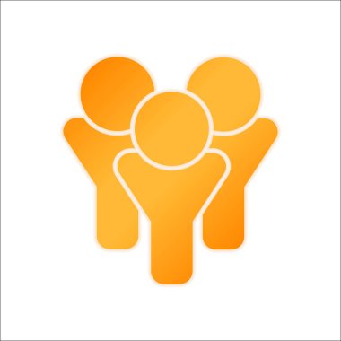 Takım Grup simgesi. Portakal işareti beyaz arka plan üzerinde düşük ışık ile