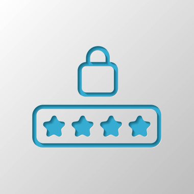 • PIN kodu ve kilit. Basit simgesi. Kağıt tasarımı. Gölge ile düzenlenen sembolü